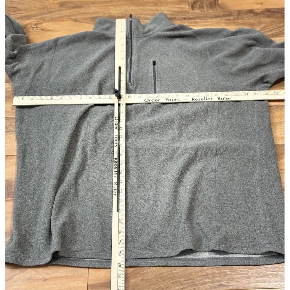 LL Bean Men XXLT Tall Pullover Gray Fleece 1/4 Quarter Zip Pocket Layering Hike